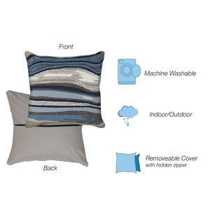 Trans Ocean Liora Manne Ipanema Indoor/Outdoor Pillow - 18" X 18" Blue/Grey Accent For Modern Living Spaces Blue Polyester,Acrylic 7fp8s228503