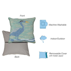 Trans Ocean Liora Manne Blue Heron 18" X 18" Indoor/Outdoor Pillow - Nature-inspired Home Accent Decor Blue Polyester,Acrylic 7fp8s450603