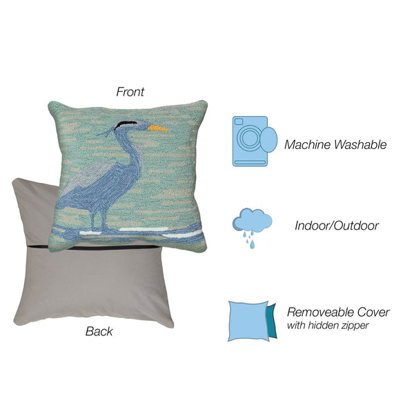 Trans Ocean Liora Manne Blue Heron 18" X 18" Indoor/Outdoor Pillow - Nature-inspired Home Accent Decor Blue Polyester,Acrylic 7fp8s450603