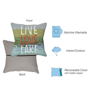 Trans Ocean Liora Manne Frontporch Live Love Lake Indoor/Outdoor Handmade Pillow - Nature-inspired Accent Blue Polyester,Acrylic 7fp8s450703