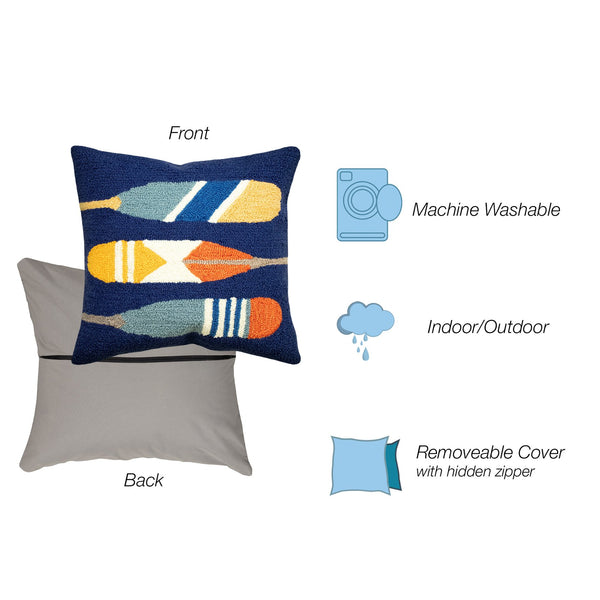 Trans Ocean Liora Manne Paddles Indoor/Outdoor Pillow - 18" Navy Boating Design, Vibrant Nature Accent Decor Navy Polyester,Acrylic 7fp8s450833