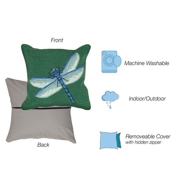 Trans Ocean Liora Manne Frontporch Dragonfly Indoor/Outdoor Pillow - Stylish Contemporary Accent For Any Space Green Polyester,Acrylic 7fp8s455606