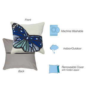 Trans Ocean Liora Manne Frontporch Butterfly Indoor/Outdoor Handmade Pillow For A Whimsical Home Accent Blue Polyester,Acrylic 7fp8s459603