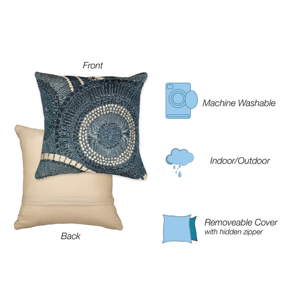 Trans Ocean Liora Manne Marina Circles Pillow - Contemporary Geometric Design For Indoor/Outdoor Elegance Blue Polypropylene,Polyester 7mr5s803504