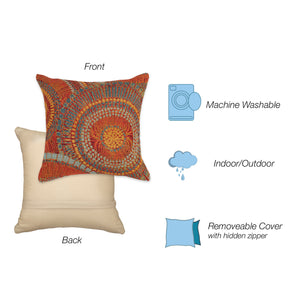 Trans Ocean Liora Manne Marina Circles Pillow - Contemporary Geometric Design For Indoor/Outdoor Elegance Orange Polypropylene,Polyester 7mr5s803517