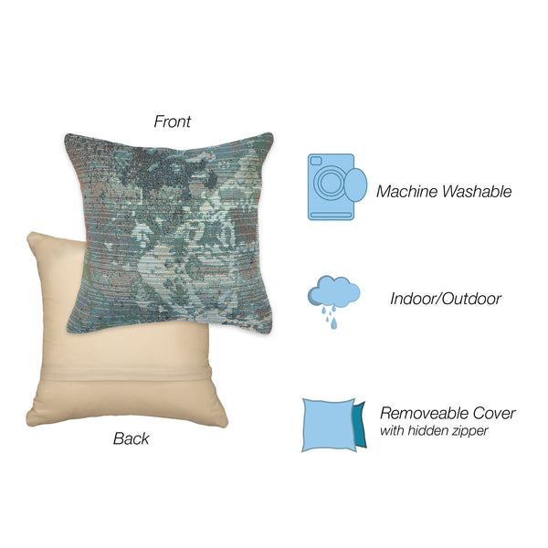 Trans Ocean Liora Manne Marina Transitional Indoor/Outdoor Pillow With Stunning Kermin Pattern For Any Space Blue Polypropylene,Polyester 7mr8s804303