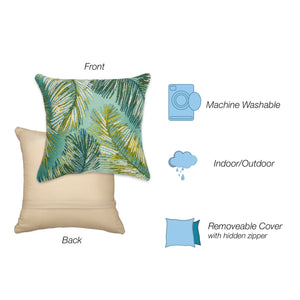 Trans Ocean Liora Manne Marina Palm Border Area Rug - Stylish Indoor/Outdoor Transitional Botanical Design Blue Polypropylene,Polyester 7mr5s815104