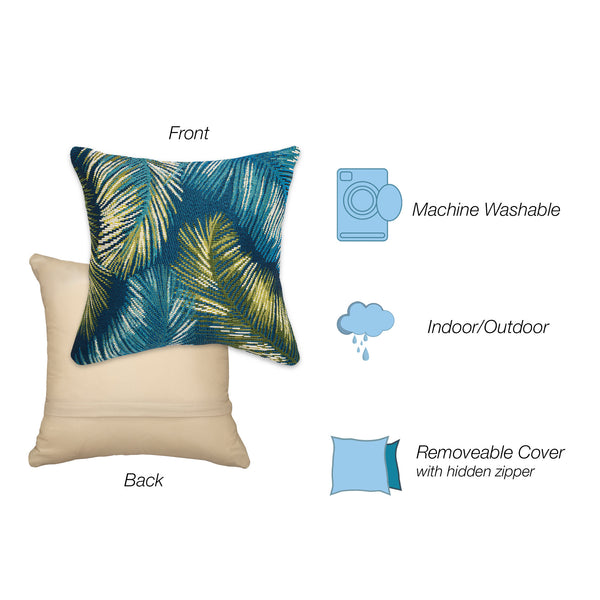 Trans Ocean Liora Manne Marina Palm Border Area Rug - Stylish Indoor/Outdoor Transitional Botanical Design Navy Polypropylene,Polyester 7mr8s815133