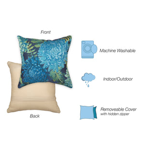 Trans Ocean Liora Manne Marina Mums Indoor/Outdoor Pillow - Vibrant Floral Design For Stylish Spaces Blue Polypropylene,Polyester 7mr8s818303