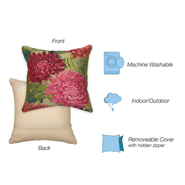 Trans Ocean Liora Manne Marina Mums Indoor/Outdoor Pillow - Vibrant Floral Design For Stylish Spaces Pink Polypropylene,Polyester 7mr5s818337