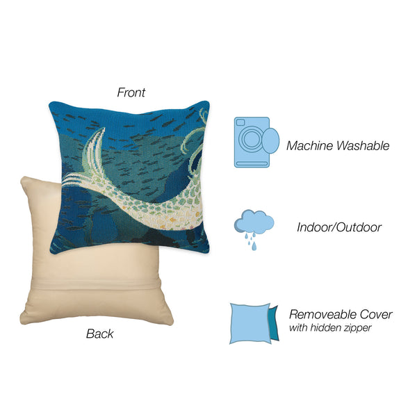 Trans Ocean Liora Manne Marina Mermaids Are Real Coastal Pillow - 18" X 18" Ocean-inspired Beach Decor Blue Polypropylene,Polyester 7mr8s958204