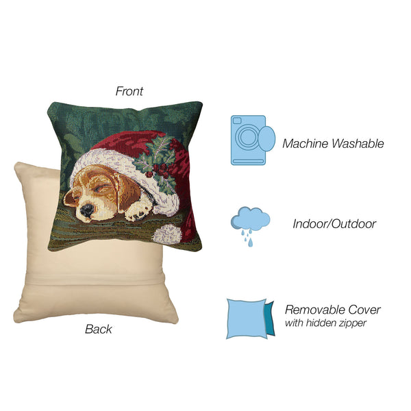 Trans Ocean Liora Manne Marina Nap In A Cap Pillow – Adorable 18" X 18" Holiday Dog Design For Indoors & Outdoors Green Polypropylene,Polyester 7mr8s964016