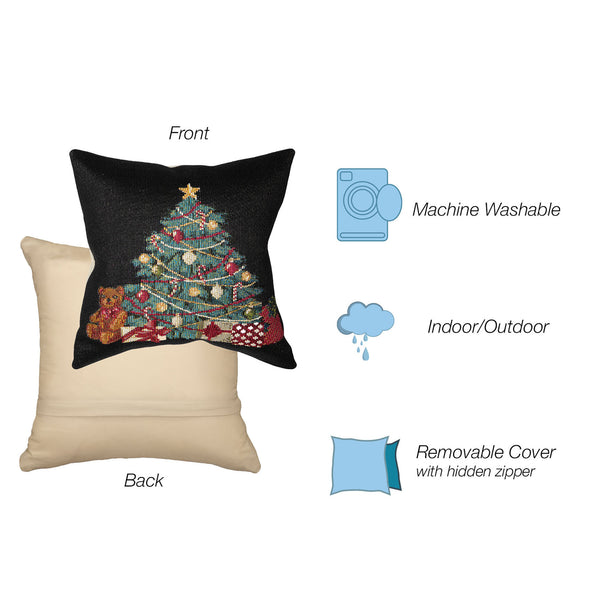 Trans Ocean Liora Manne Marina Oh Christmas Tree Pillow – Festive Indoor/Outdoor Accent, 18" X 18" Black Design Black Polypropylene,Polyester 7mr8s965848