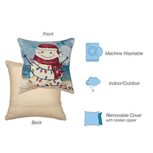 Trans Ocean Liora Manne Beach Snowman Decorative Pillow - 18" X 18" Ocean-themed, Machine Washable Accent Blue Polypropylene,Polyester 7mr8s968304
