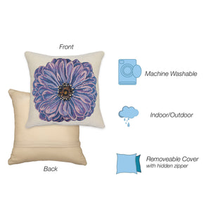 Trans Ocean Liora Manne Marina Purple Flower Pillow - 18"X18" Indoor/Outdoor, Machine Washable & Stylish Decor Purple Polypropylene,Polyester 7mr8s973037