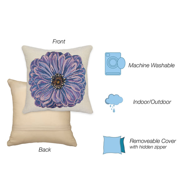 Trans Ocean Liora Manne Marina Purple Flower Pillow - 18"X18" Indoor/Outdoor, Machine Washable & Stylish Decor Purple Polypropylene,Polyester 7mr8s973037