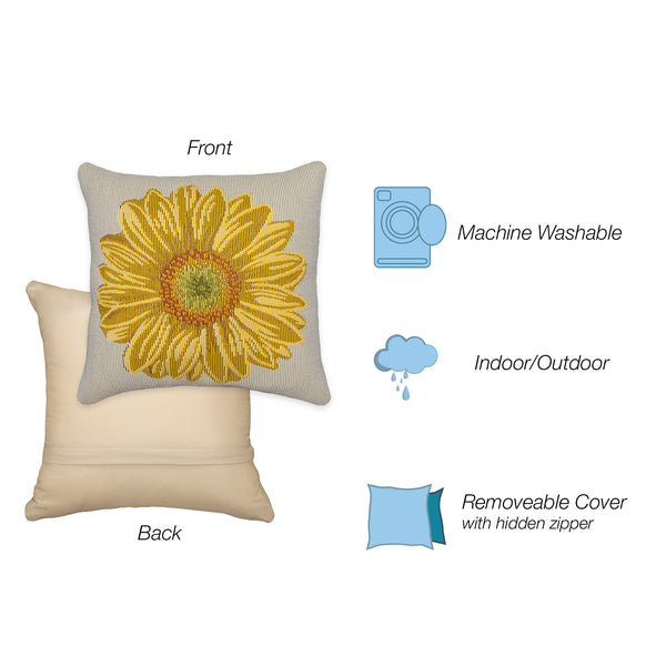 Trans Ocean Liora Manne Marina Yellow Flower Pillow - 18" X 18" Indoor/Outdoor, Machine Washable, Floral Design Yellow Polypropylene,Polyester 7mr8s973109