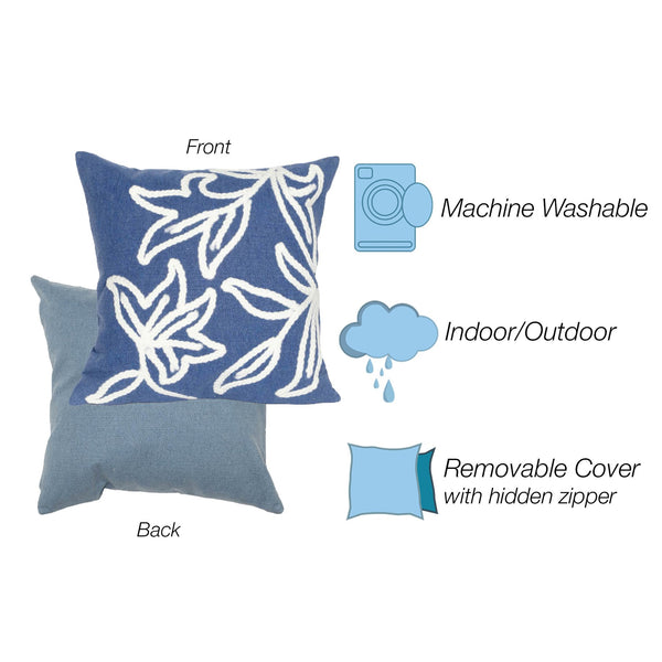 Trans Ocean Liora Manne Visions I Windsor Indoor/Outdoor Handmade Pillow - Elegant Floral Design For Any Space Blue Polyester 7sa2s307603