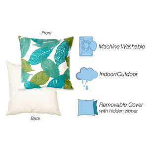 Trans Ocean Liora Manne Visions I Mystic Leaf Indoor/Outdoor Pillow - Vibrant Botanical Art For Any Space Blue Polyester 7sa1s405104