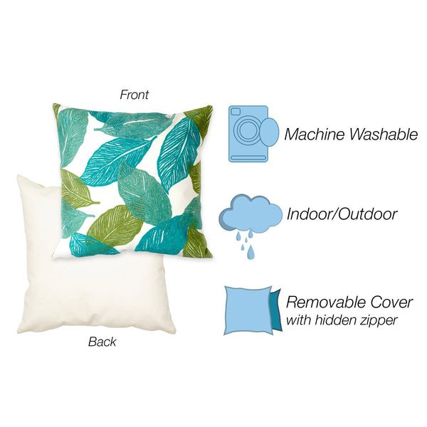 Trans Ocean Liora Manne Visions I Mystic Leaf Indoor/Outdoor Pillow - Vibrant Botanical Art For Any Space Blue Polyester 7sa1s405104