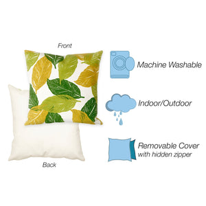 Trans Ocean Liora Manne Visions I Mystic Leaf Indoor/Outdoor Pillow - Vibrant Botanical Art For Any Space Green Polyester 7sa2s405106