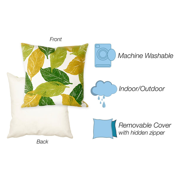 Trans Ocean Liora Manne Visions I Mystic Leaf Indoor/Outdoor Pillow - Vibrant Botanical Art For Any Space Green Polyester 7sa2s405106