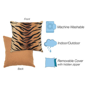 Trans Ocean Liora Manne Visions I Handmade Tiger Pillow - Stylish Indoor/Outdoor Accent For Any Space Brown Polyester 7sa1s408519