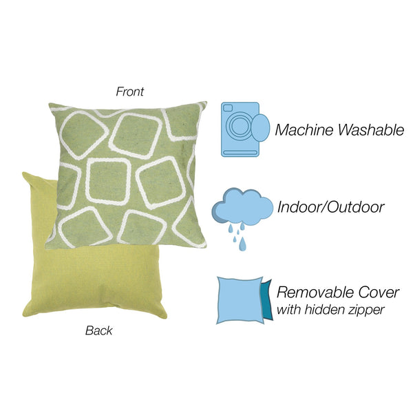 Trans Ocean Liora Manne Visions I Handmade Indoor/Outdoor Pillow - Geometric Accent For Stylish Spaces Green Polyester 7sa2s408716