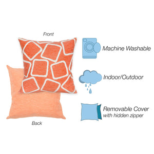 Trans Ocean Liora Manne Visions I Handmade Indoor/Outdoor Pillow - Geometric Accent For Stylish Spaces Orange Polyester 7sa2s408717