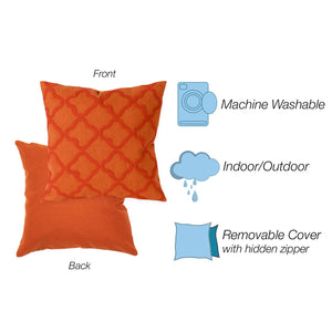 Trans Ocean Liora Manne Visions I Handcrafted Crochet Tile Indoor/Outdoor Pillow - Stylish Geometric Accent Orange Polyester 7sa2s413217