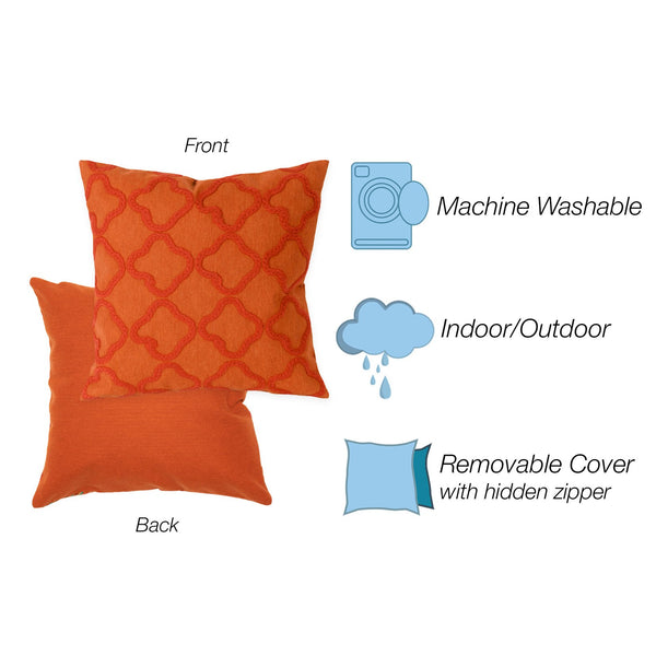 Trans Ocean Liora Manne Visions I Handcrafted Crochet Tile Indoor/Outdoor Pillow - Stylish Geometric Accent Orange Polyester 7sa2s413217