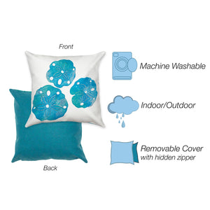 Trans Ocean Liora Manne Visions I Handcrafted Coastal Sand Dollar Pillow - Stylish Indoor/Outdoor Accent Decor Blue Polyester 7sa2s414012