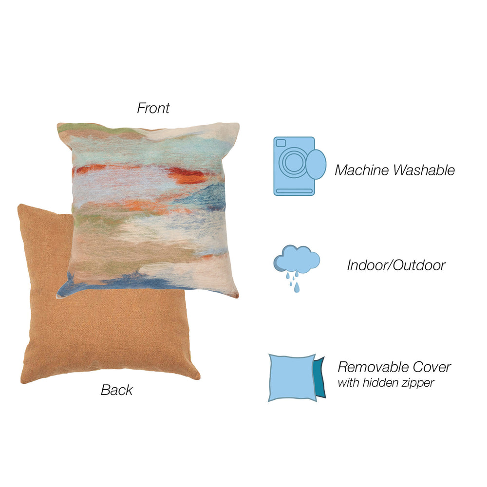 Trans Ocean Liora Manne Visions I Indoor/Outdoor Handmade Pillow - Elegant Watercolor Accent For Any Space Multi Polyester 7sa2s416244