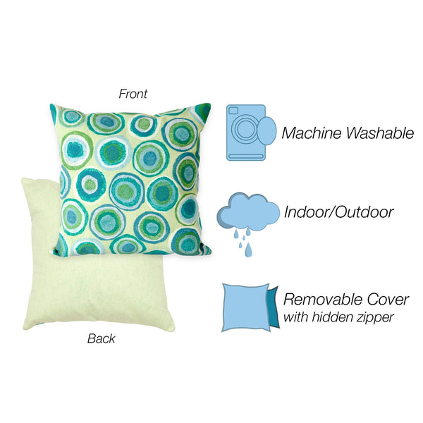 Trans Ocean Liora Manne Visions Ii Indoor/Outdoor Handmade Pillow - Contemporary Geometric Art For Any Space Green Polyester 7sb1s412804