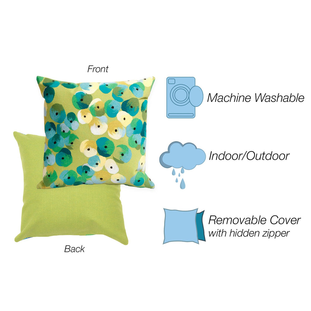 Trans Ocean Liora Manne Visions Ii Pansy Indoor/Outdoor Pillow - Handcrafted Geometric Accent For Modern Spaces Green Polyester 7sb1s413806