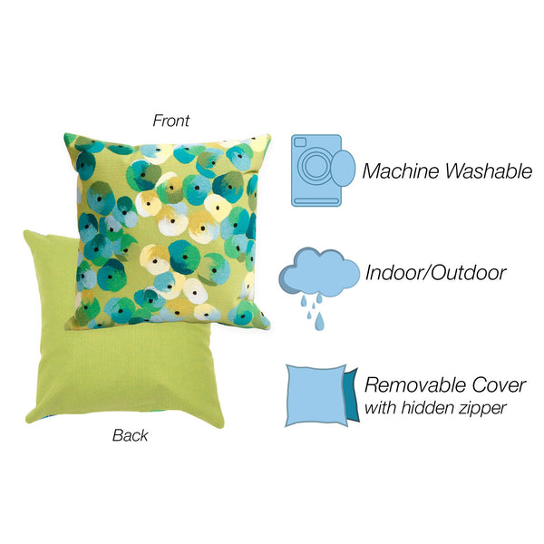 Trans Ocean Liora Manne Visions Ii Pansy Indoor/Outdoor Pillow - Handcrafted Geometric Accent For Modern Spaces Green Polyester 7sb2s413806