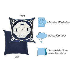 Trans Ocean Liora Manne Visions Ii Handmade Indoor/Outdoor Pillow - Nautical Geometric Design For Any Space Navy Polyester 7sb1s414333