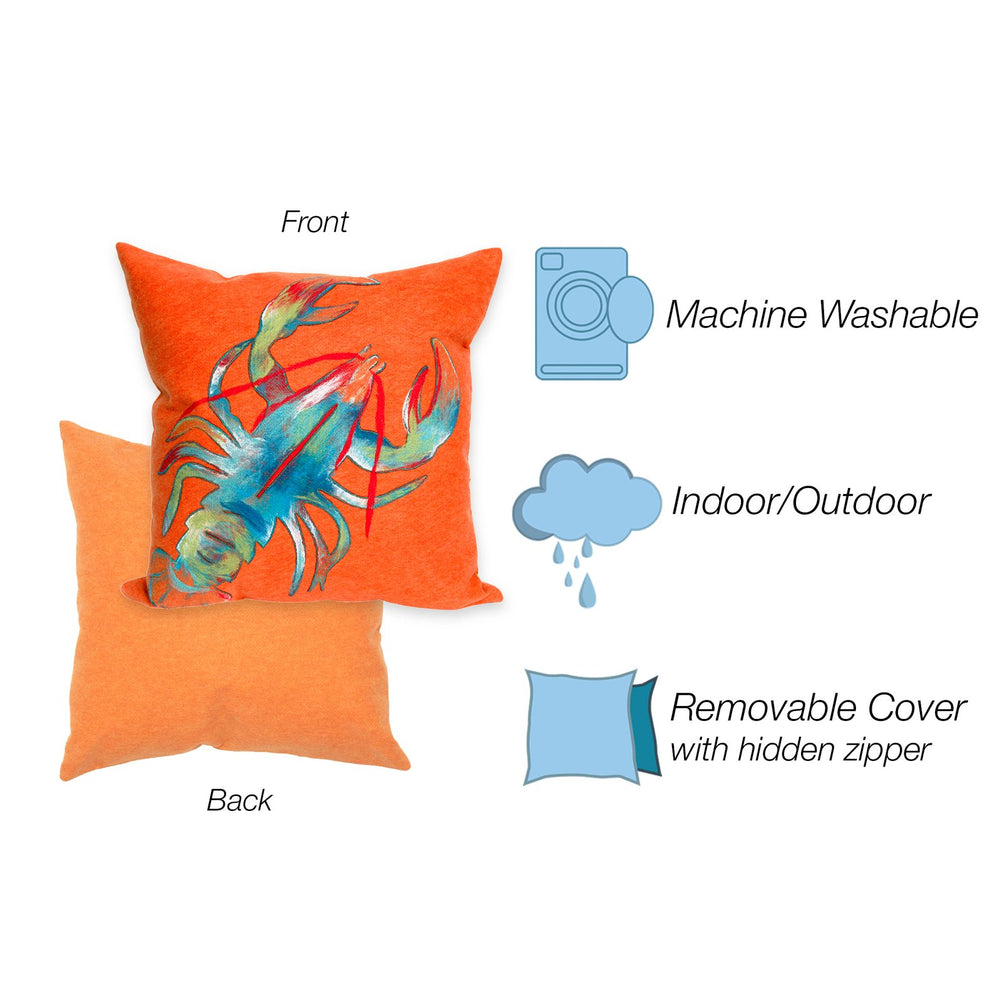 Trans Ocean Liora Manne Visions Ii Handmade Coastal Lobster Pillow - Vibrant Graphic Accent For Any Space Orange Polyester 7sb1s415317