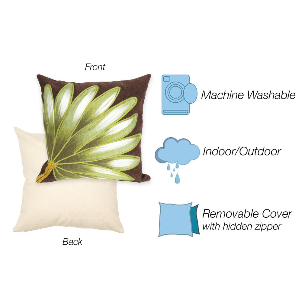 Trans Ocean Liora Manne Visions Ii Palm Fan Handmade Indoor/Outdoor Pillow - Contemporary Garden Decor Accent Brown Polyester 7sb2s416819