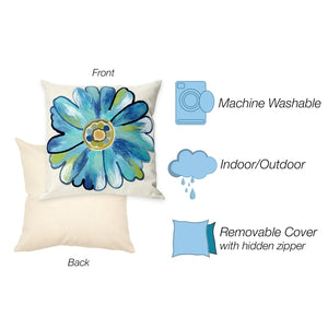 Trans Ocean Liora Manne Visions Iii Handmade Floral Pillow - Contemporary Botanical Design For Indoor/Outdoor Use Blue Polyester 7sc1s314904