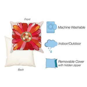 Trans Ocean Liora Manne Visions Iii Handmade Floral Pillow - Contemporary Botanical Design For Indoor/Outdoor Use Orange Polyester 7sc2s314917