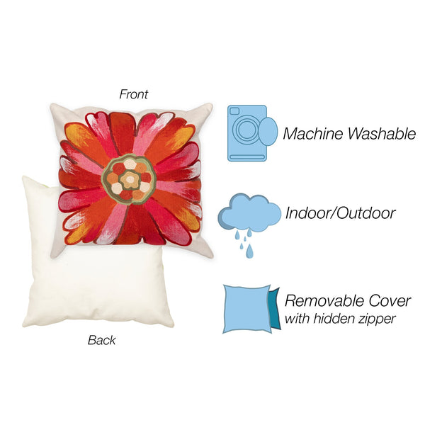 Trans Ocean Liora Manne Visions Iii Handmade Floral Pillow - Contemporary Botanical Design For Indoor/Outdoor Use Orange Polyester 7sc2s314917