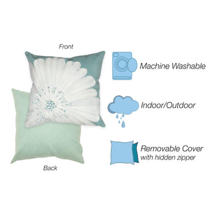 Trans Ocean Liora Manne Visions Iii Antique Medallion Indoor/Outdoor Pillow - Stunning Botanical Floral Accent Blue Polyester 7sc1s319004