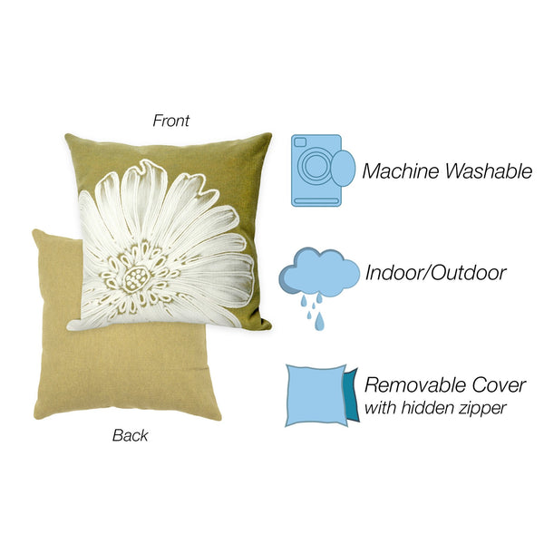 Trans Ocean Liora Manne Visions Iii Antique Medallion Indoor/Outdoor Pillow - Stunning Botanical Floral Accent Sage Polyester 7sc1s319006