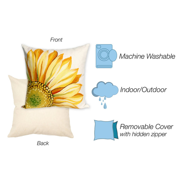 Trans Ocean Liora Manne Visions Iii Sunflower Indoor/Outdoor Handmade Pillow - Vibrant Botanical Accent Piece Yellow Polyester 7sc1s321609