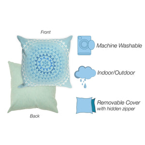 Trans Ocean Liora Manne Visions Iii Indoor/Outdoor Handmade Pillow - Transitional Medallion Artistry In Blue Blue Polyester 7sc2s410504