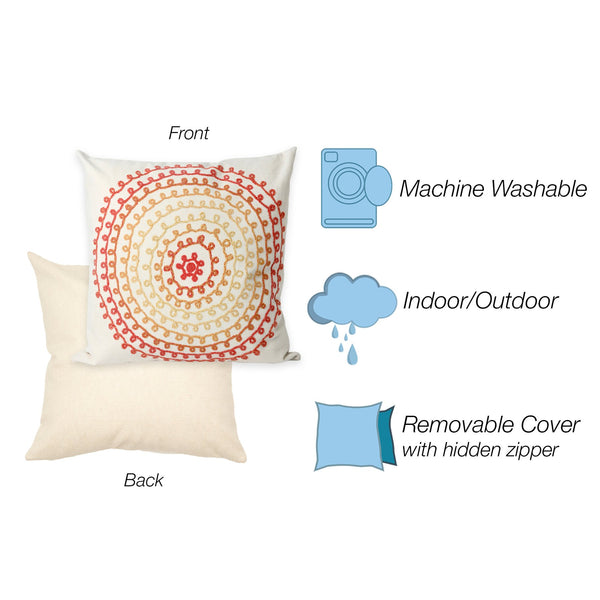 Trans Ocean Liora Manne Visions Iii Indoor/Outdoor Handmade Pillow - Transitional Medallion Artistry In Blue Ivory Polyester 7sc2s410524