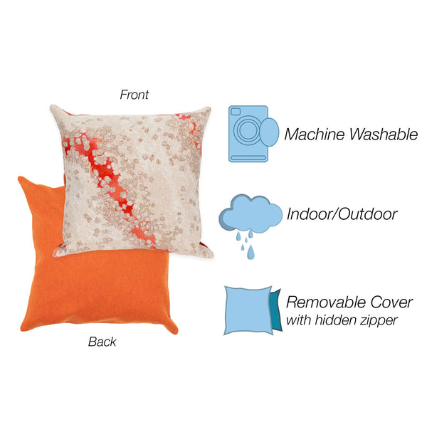 Trans Ocean Liora Manne Visions Iii Elements Indoor/Outdoor Handmade Pillow - Contemporary Blue Accent Piece Orange Polyester 7sc1s412624