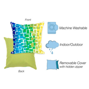 Trans Ocean Liora Manne Visions Iii Ombre Tile Handmade Indoor/Outdoor Pillow - Modern Geometric Accent Decor Blue Polyester 7sc1s415906