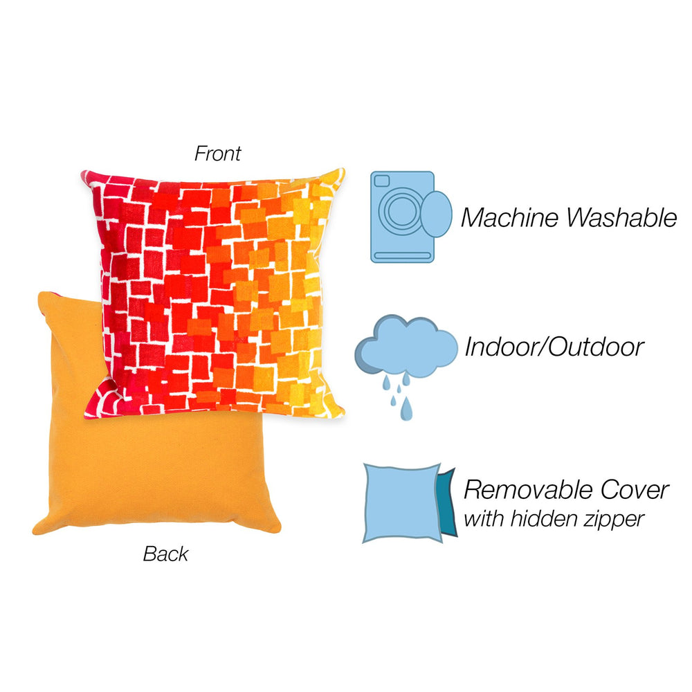 Trans Ocean Liora Manne Visions Iii Ombre Tile Handmade Indoor/Outdoor Pillow - Modern Geometric Accent Decor Red Polyester 7sc2s415924